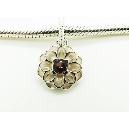 Blooming Dahlia Color Enamel Flower Crystal Charms for Bracelets Women DIY Jewelry 925 Sterling Silver Charms for Jewelry Making