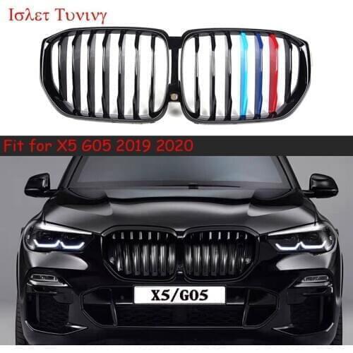 New X5 G05 Front Bumper Racing Grille for BMW X5 2019 2020 1-slat M Color Gloss Black Mesh Grills Auto Parts