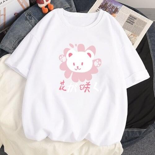 HYNOATH Kawaii Bear Cub T Shirt Harajuku Summer Casual Cotton TShirt Clothes Loose Short Sleeve Tees Anime Oversized T-shirts