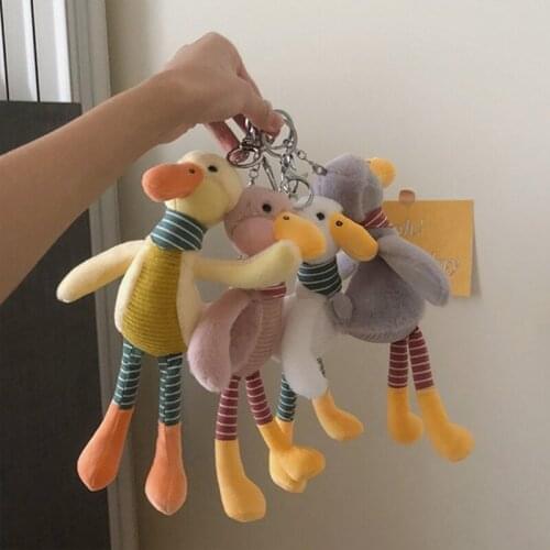 Toy Duck Soft Stuffed Scarf Duck Key Rings Plush Animal Bag Charm Pendant Cartoon Doll Keychains Car Key Accessories
