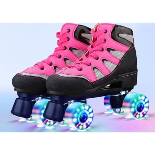 Skating rink professional cool flashing wheel double row roller skates fitness sports roller skates