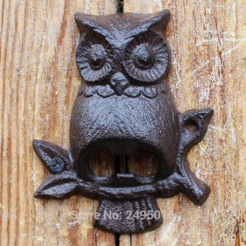 Cast Iron Bottle Opener wine opener wall mounted opener Corkscrew Owl pattern Brown iron opener