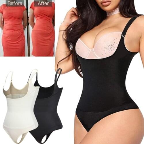 Women Waist Trainer Corset Faja Shapewear Tummy Control Seamless Open Bust Bodysuit Slimmer Full Body Shaper Plus Size