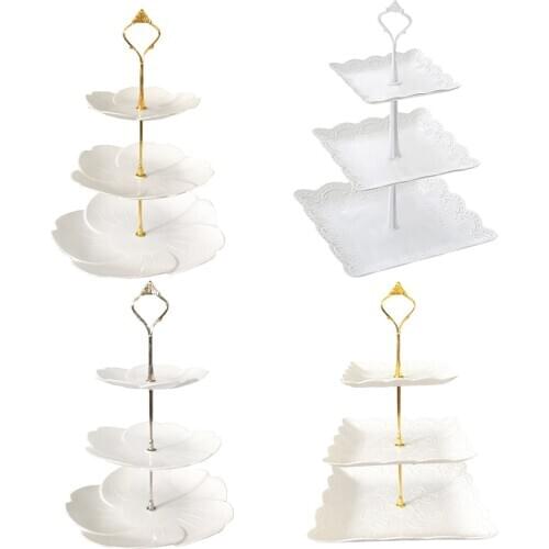Creative Three-Layer Fruit Plate Cake Rack Tray Dessert Vegetable Storage Rack Wedding Birthday Banquet Fruit Candy Shelf 1pcs