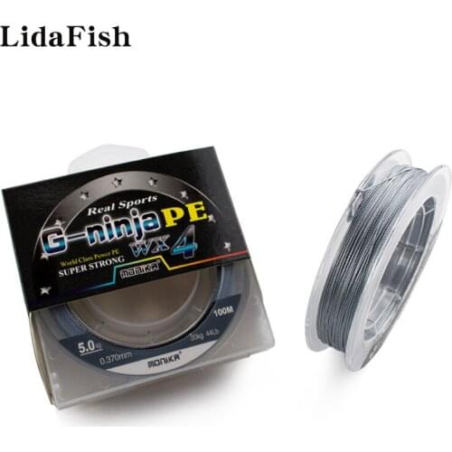 LIDAFISH Brand New 100M Multicolour/Monochrome PE Braided Wire 4 Strands 8 Strands Multifilament Japanese Fishing Line