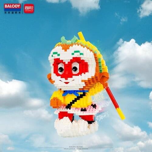 Cute Legend Journey to the West Golden Hoop Monkey King Micro Building Block Bricks Educational Toys For Children Birthday Gift