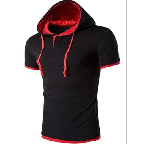 MenS T Shirt Summer Fashion Hooded Sling Short-Sleeved Tees Male Camisa Masculina T-Shirt Slim Tshirt Homme DT08