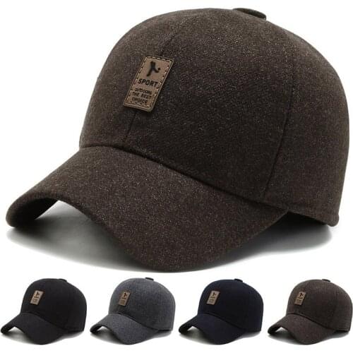 Mens Winter Baseball Hat With Earflaps Snapback Cap Keep Warm Gorras Thicken Ear Protection Fitted