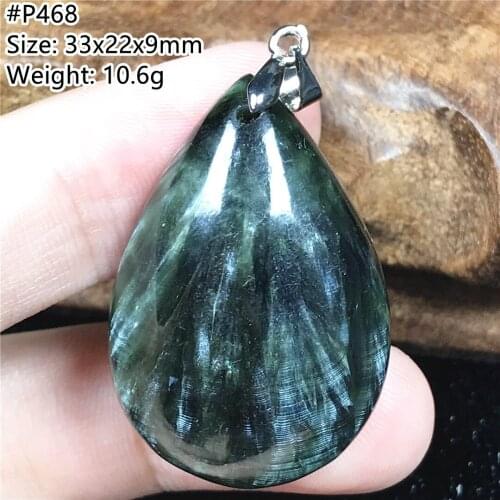 Natural Green Seraphinite Pendant Jewelry For Woman Lady Men Healing Gift Stone Silver Crystal 33x22x9mm Beads Gemstone AAAAA