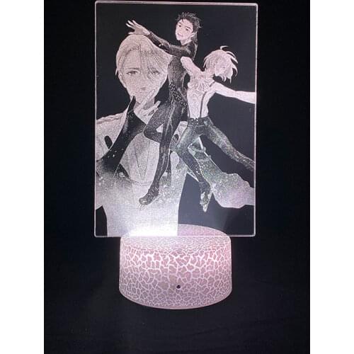 Plug In Night Light 3D Picture Lamp Anime Nightlight Yuri on Ice Bluetooth Control Bedside Lamp Decor Teenager Fans Holiday Gift