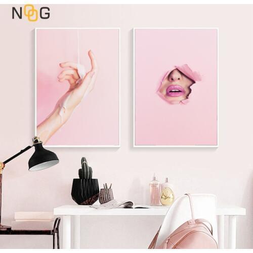 NOOG Modern Fashion Make up Wall Art Canvas Painting Vogue Women Poster and Print Wall Pictures for Living Room Home Decor