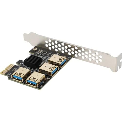 New 4 Ports PCIe Riser Adapter Board PCI-E 1x to 4 USB 3.0 PCI-E Rabbet GPU Riser Extender Ethereum ETH/Monero XMR/Zcash ZEC 16X