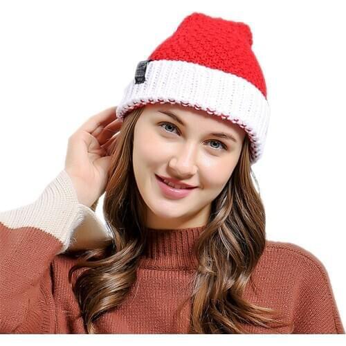 New Year Knitted Christmas Hat Cable Beanie Illuminate Warm Hat For Kids Adults New Year Christmas Decor 2021