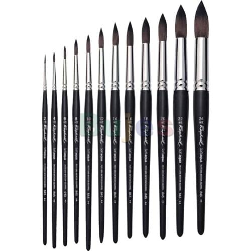 Original France Raphael 845 series double water absorbent synthetic wool man-made fiber round head watercolor brush at supplies