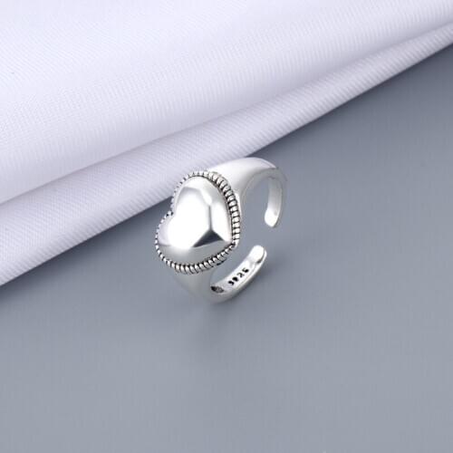 Creative Personality Heart Shape Open Rings for Women Men Vintage Adjustable Punk Ring Fashion Jewelry