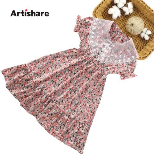 Girl Dresses Embroidery Dress Girls Floral Pattern Kids Dresses Patchwork Kids Summer Costume