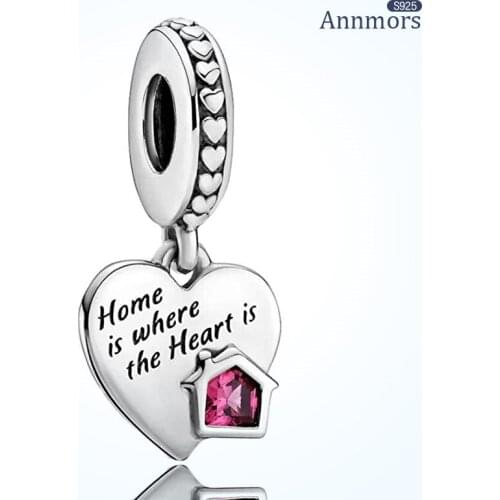 Heart Home charm 925 Sterling Silver Fits Pandora Charms Bracelets for Woman Girl Beads Gifts for Women Bracelet and Necklace