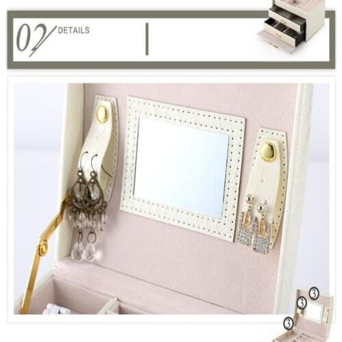 Portable PU Leather Jewellery Box Beauty Case Holder Storage