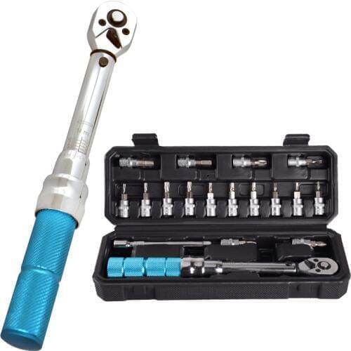 Preset bike Torque Wrench set 18 Piece Set 1/4 Ratchet wrench kits ] bicycle repair tools 1-20Nm