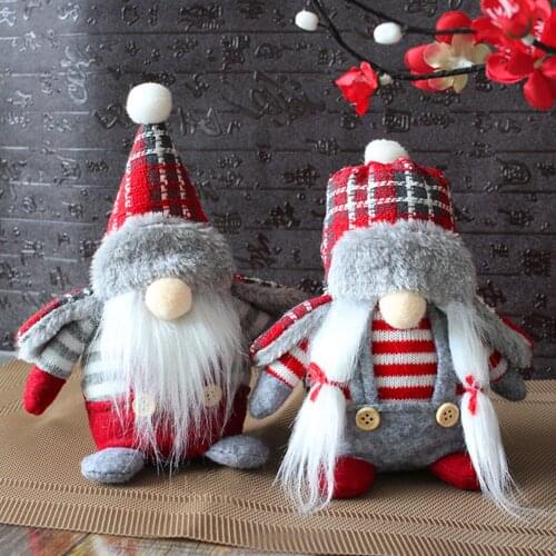 Doll Christmas Decoration Forest Old Man Ornaments Red Antlers Fashion Beard Cloth Mini New Year Faceless Elf Gnome Plush