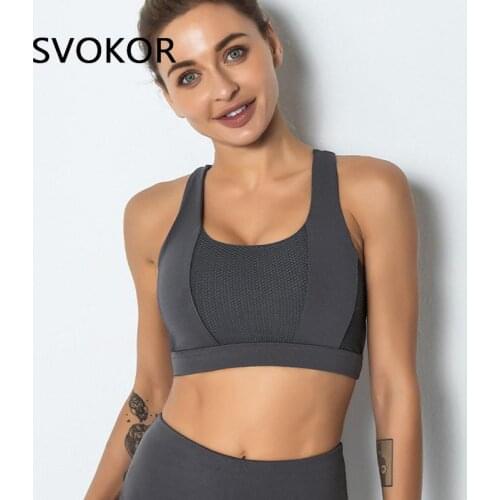 SVOKOR Sexy Bras Women Mesh Sport Active Bra Push Up Active Fitness Crop Top Femme Cross Back Underwear Running Shockproof