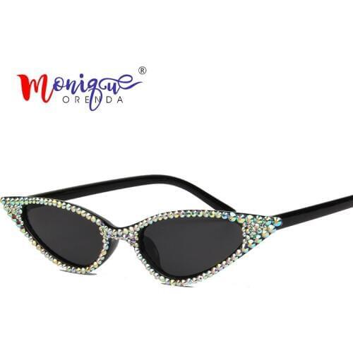 Sexy Cat Eye Sunglasses Women Luxury Bling Rhinestone Sun glasses vintage black sunglasses for Women and men Oculos UV400