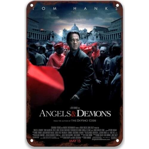 Angels & Demons (2009) Modern Metal Tin Signs Movies Decore for Porch Decoration 8x12 Inches