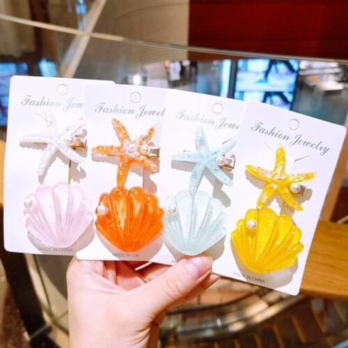 Stylish Acrylic Hair Barrette Cute Star Hair Clip Solid Handmade Resin Shell Girls Hairpin Hair Accessories MPwell