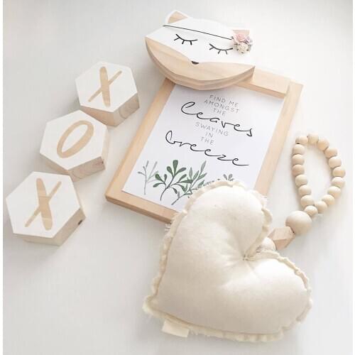 Baby Room Decoration Heart Shaped Wood Cotton Hanging Decor Baby Bumper Pillow Soft Room Decor Photography Prop Nordic Style