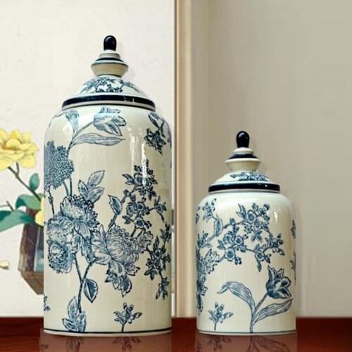 New Chinese Classical Hand-painted Elegant And Fresh Vases With Decorative Storage pot blue and white porcelain ceramic jar vase