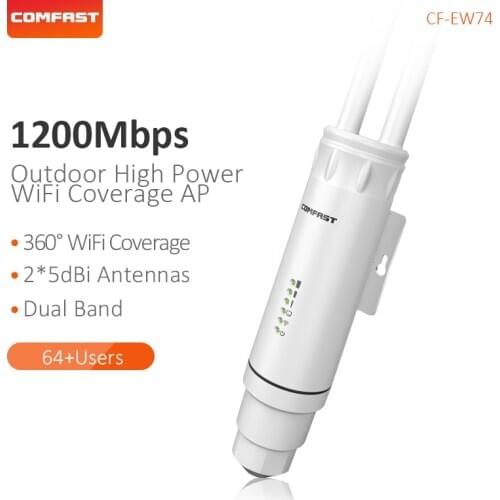 COMFAST High Power Outdoor Wireless Wifi Repeater AP 1200Mbps wifi router wide coverage 2.4+5.8Ghz POE Long Range Extender AP