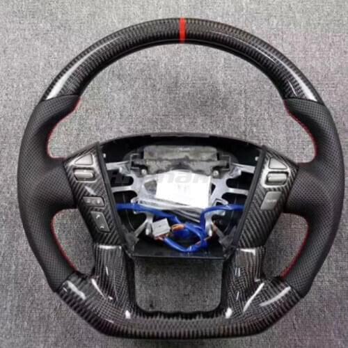 Customized Leather Carbon Fiber Steering Wheel For Nissan Patrol Y62 Armada NV Cargo NV Passenger 2012 2013 2014 2015