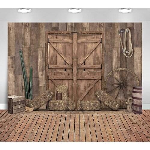 Western Cowboy Backdrop Fall Farm Door Rustic Barn Photography Background Wild West Wooden House Baby Shower Cowboy Banner