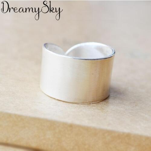 Romantic Style New Luxury Silver Color Smooth Large Rings For Women Wedding Retro Adjustable Size Ring Party Gifts