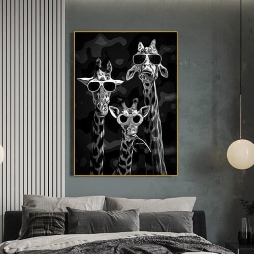 Animal Giraffe Canvas Painting Creative Black and White Art Posters and Prints Wall Pictures Modern Living Room Home Decoration