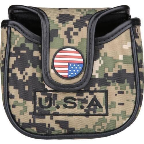 1pc Magnetic Closure Golf Club Putter Head Cover Camouflage Style with USA Flag Embroidery Square Mallet Putter Cover