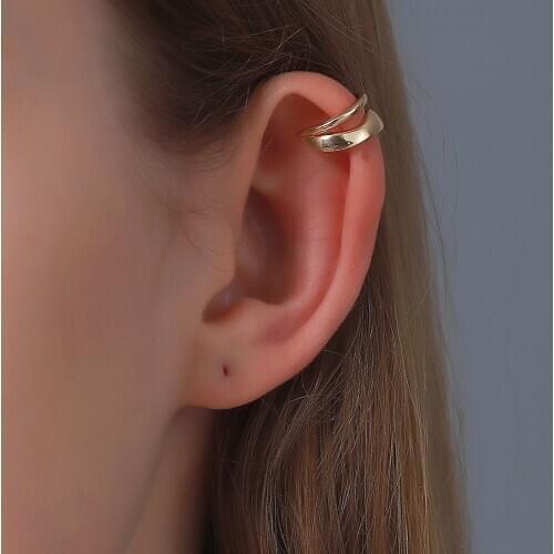 1 PCS Fashion Simple C Shape Ear Non Pierced Clip Earring Trendy Small Gold Color Alloy Circle Ear Cartilage Cuff Jewelry