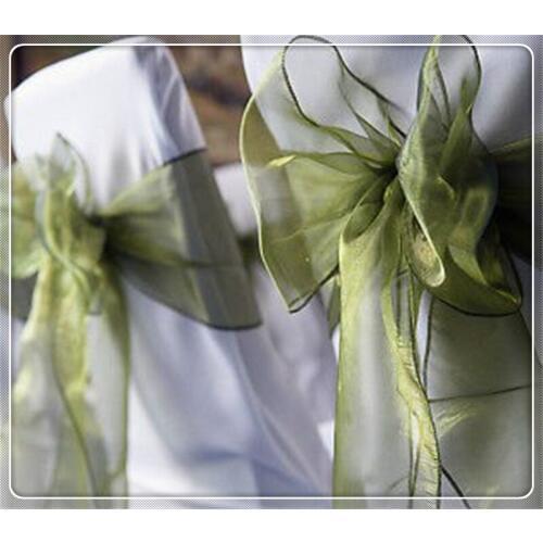 100pcs olive green chair sashes for dining chairs Chair Bow Banquet Chair Sash for Weddings