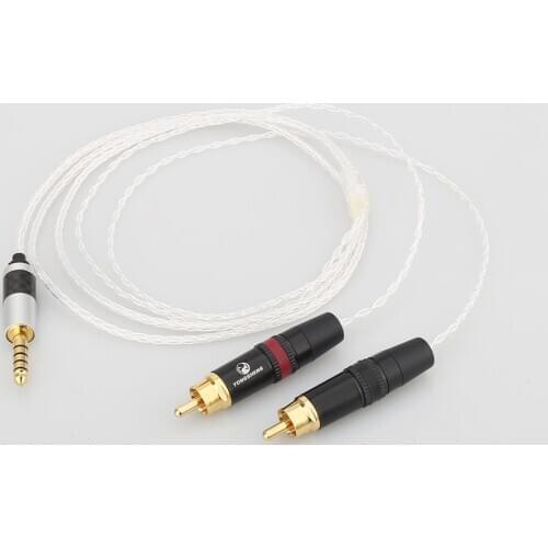2.5mm TRRS/4.4mm Balanced Male 3.5mm Jack to RCA Plug Aux Cable 8x 1.0mm Silver Wire Headphone Amp