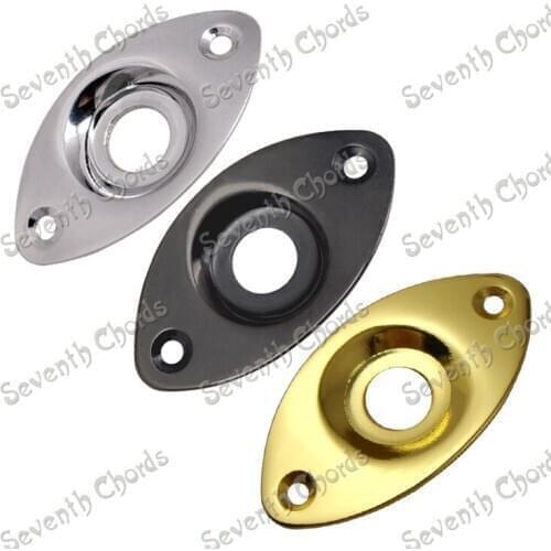 3 Pcs Oval Indented Metal Jack Plates for Electric Guitar Bass Replacement - Chrome - Black - Gold For Choose