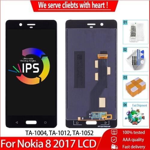 5.3" Original For Nokia 8 TA-1004 TA-1012 TA-1052 LCD Display With Touch Screen Digitizer Assembly Replacement For Nokia N8 LCD