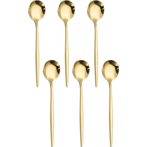 6 Pieces Stainless Steel Coffee Spoon Set Scoop Tea-Spoon Ice Cream Dessert Spoon Birthday Gift Tableware Flatware Dropshipping