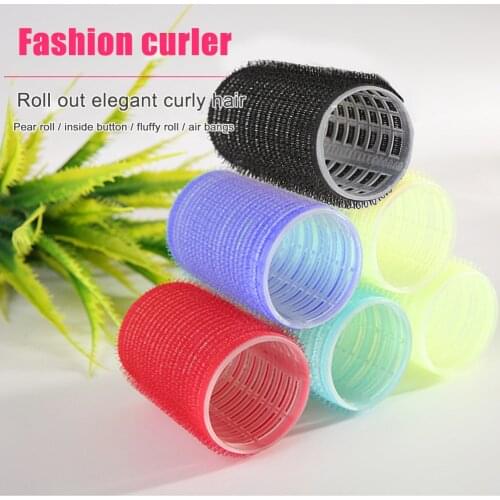 6pcs Portable Hair Curling Waver Resin Self-Adhesive Rollers for Household Hairdressing DIY Hair Styling Tool Random