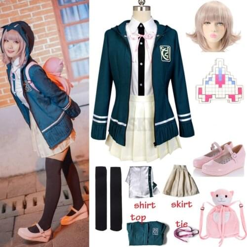 Anime Danganronpa Chiaki Nanami Cosplay Uniform Jacket Shirt Wig Bag Full Set For Women Cosplay Costume