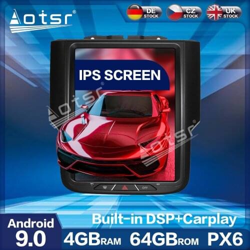 For Dodge RAM 1500 2500 3500 PX6 Android 9.0 4G + 64GB Vertical screen Tesla Style Car Radio Player GPS Navigation CARPLAY DSP