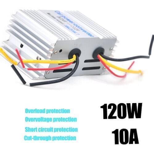 Car Inverter Aluminum Alloy Shell Buck Power Supply Portable Power Converter 10A 24 V To 12 V 180W Converter Car Transformer