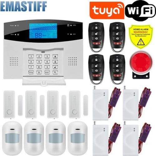 Wireless WIFI GSM Home Security Alarm System For Tuya Smart Life APP With Motion Sensor Detector Compatible With Alexa & Google