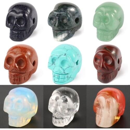 Big Skull Beads Natural Stones Tiger Eye Agates Spacer Charm Beads for Jewelry Making DIY Bracelets Necklace Pendant 1pcs/lot