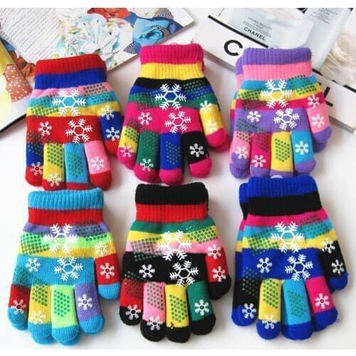 Kids Baby Boy Girl Colorful Snowflake Print Gloves Winter Full Finger Mittens