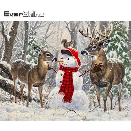 Evershine Diamond Painting Snowman New Arrival Cartoon Diamond Embroidery Winter Cross Stitch Mosaic Deer 5D DIY Christmas Gift